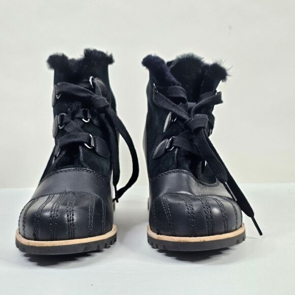 Ugg Pure Black Alasdair Leather Wedge Boots - Picture 5 of 14